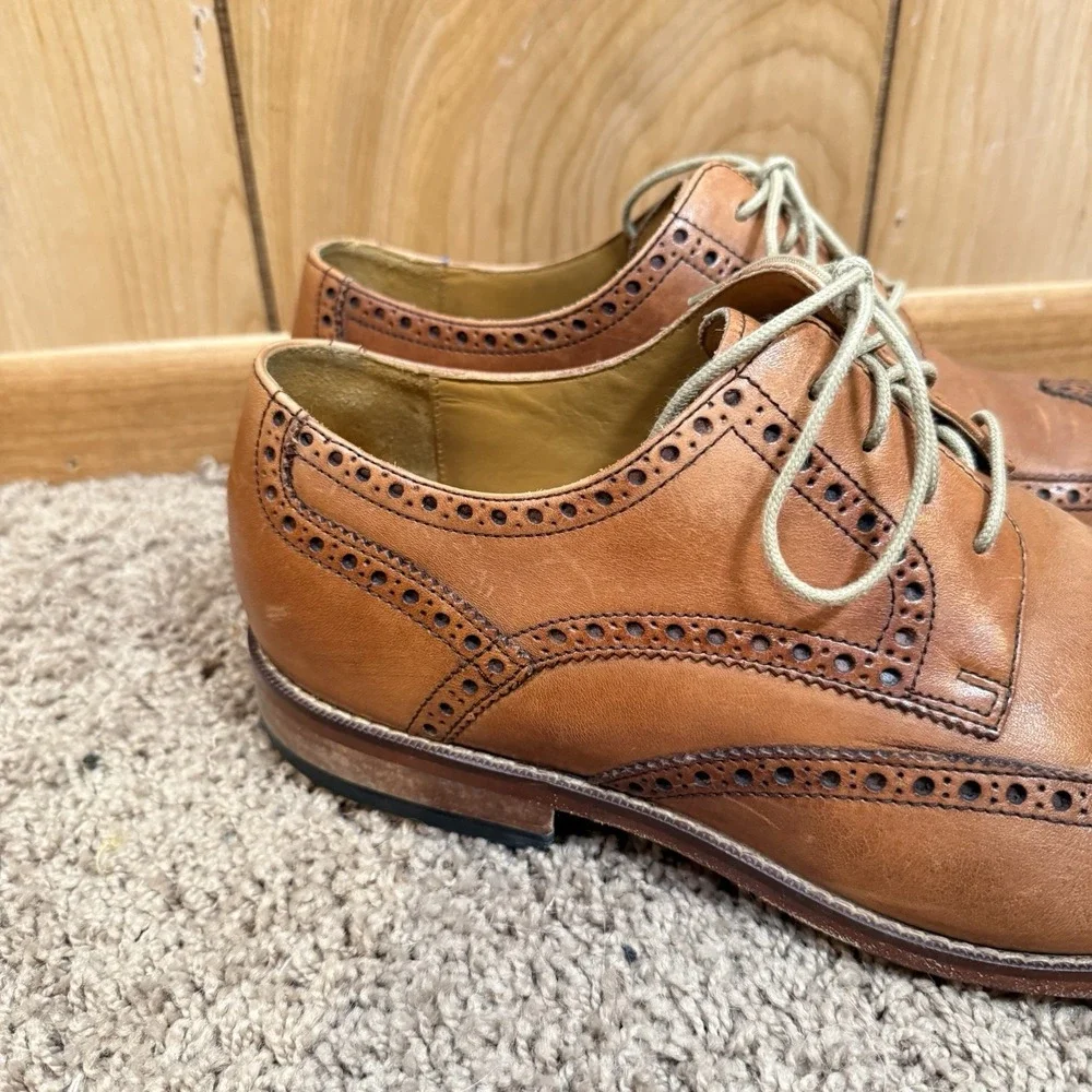 COLE HAAN Size 12 Caramel Brown Wingtip Oxfords Shoes Air